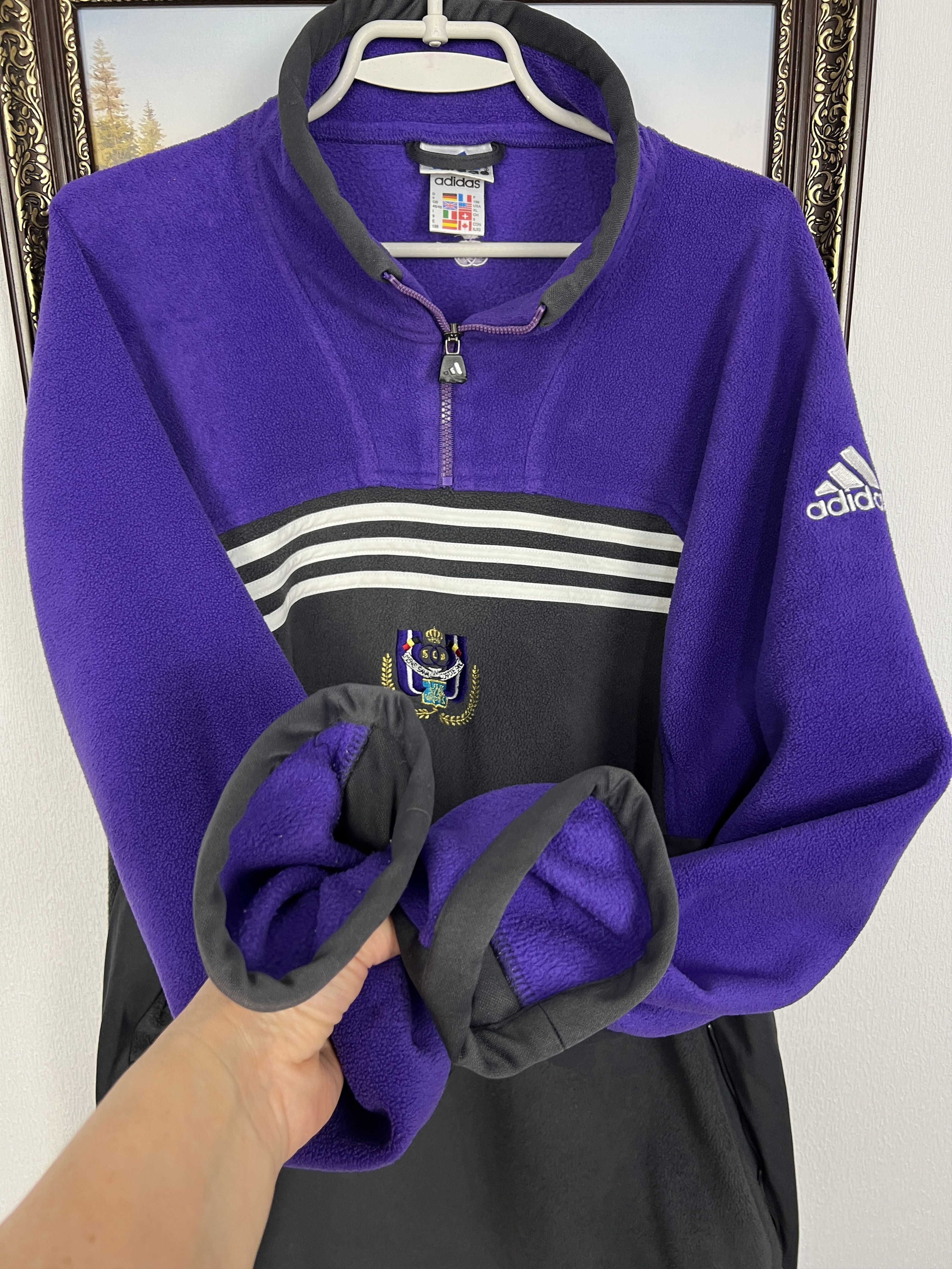 Adidas Vintage 90's Anderlecht Football Fleece Jacket Track Top Size US XL / EU 56 / 4 - 5 Thumbnail