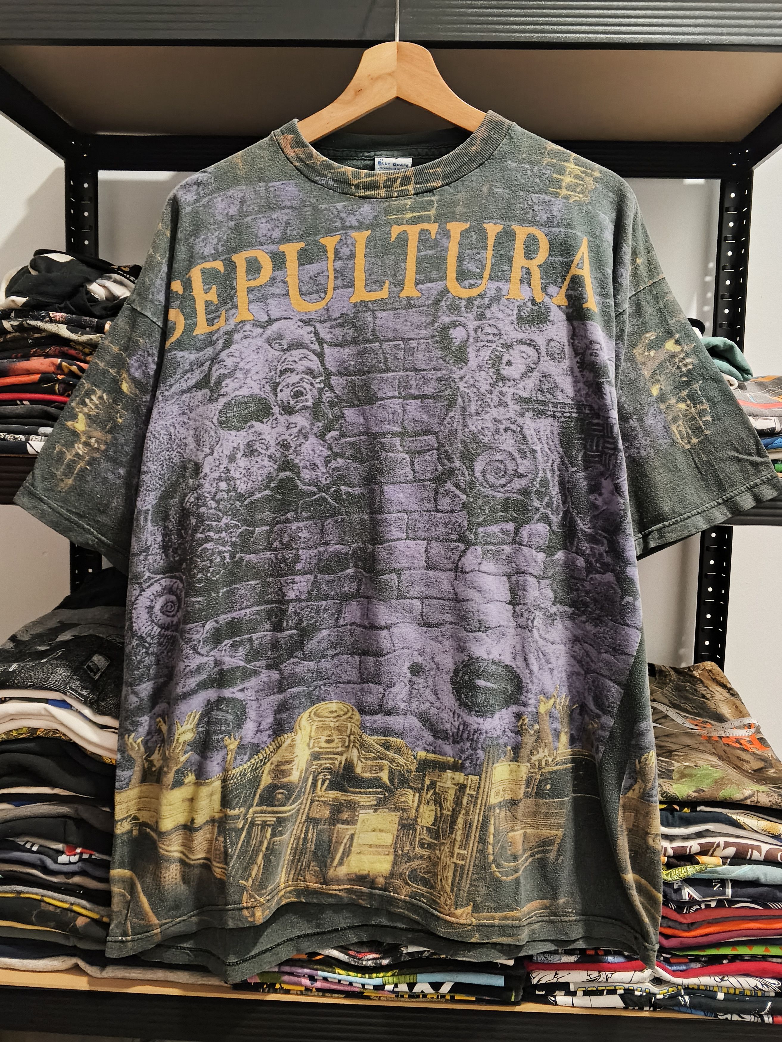 Band Tees VINTAGE 1993 SEPULTURA AOP CHAOS A.D Size US XL / EU 56 / 4 - 1 Thumbnail