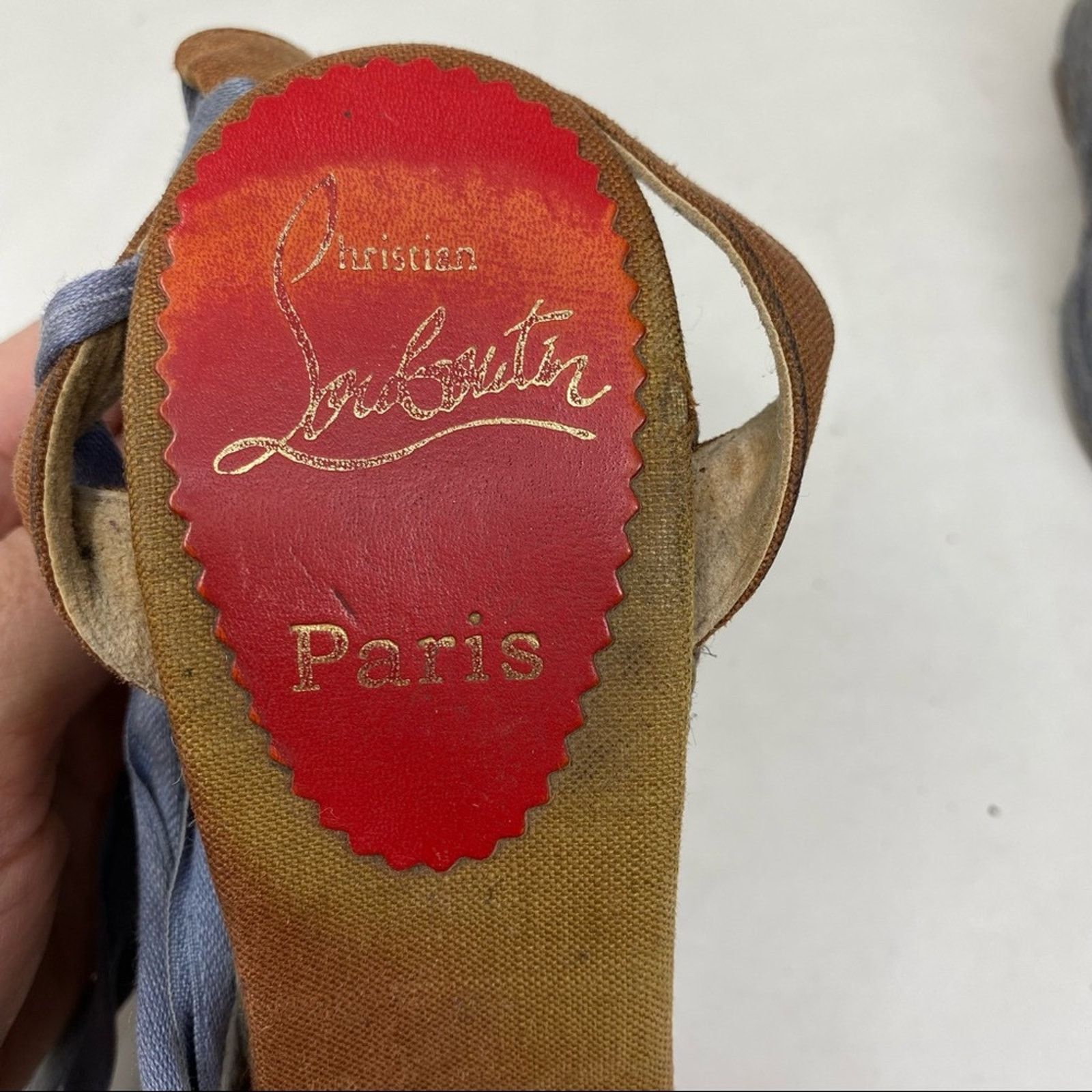 Christian Louboutin Christian Louboutin blue espadrille wedge gladiator sandals Size US 5 / IT 35 - 9 Thumbnail