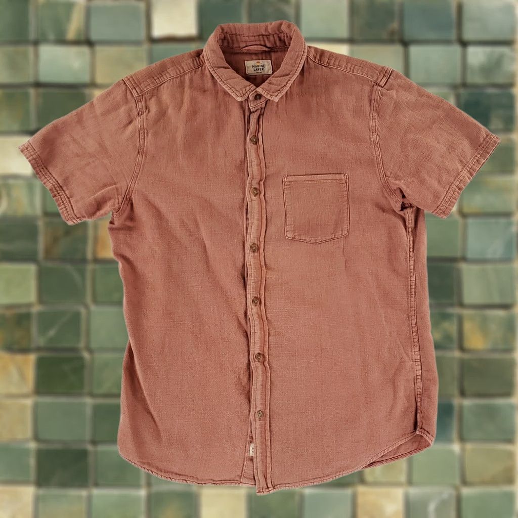 Marine Layer Marine Layer Shirt Button-Up Lightweight Cotton Red Clay Mens M Size US M / EU 48-50 / 2 - 1 Thumbnail