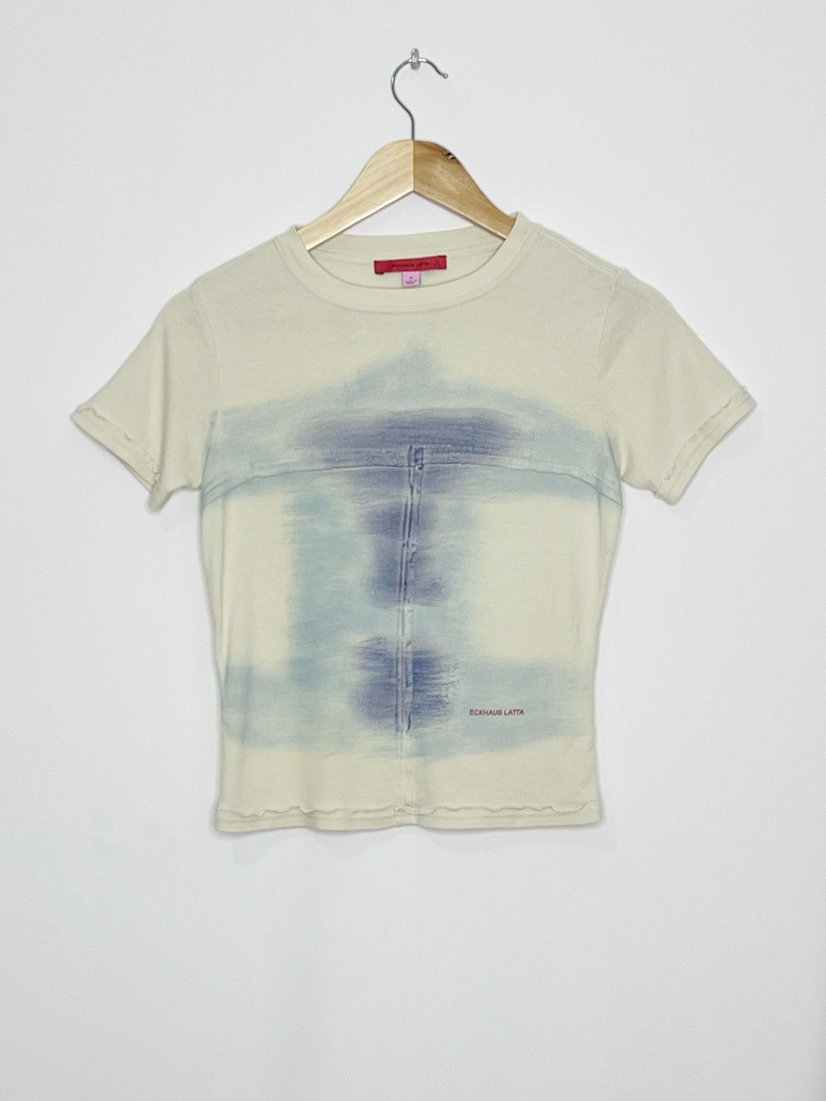 Eckhaus Latta White Stars Lapped Baby Tee