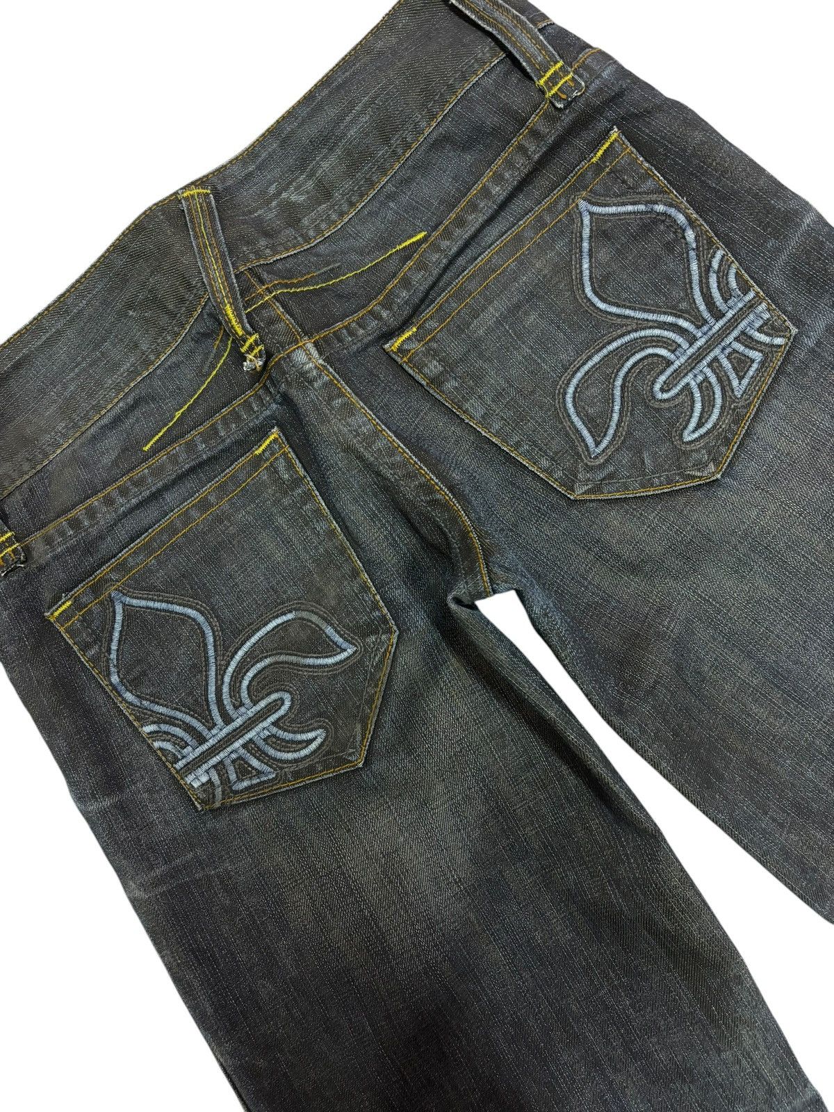 Japanese Brand × Vintage Vintage Anna Kerry Faded Embroidered Flared Jeans Size 31" - 4 Thumbnail