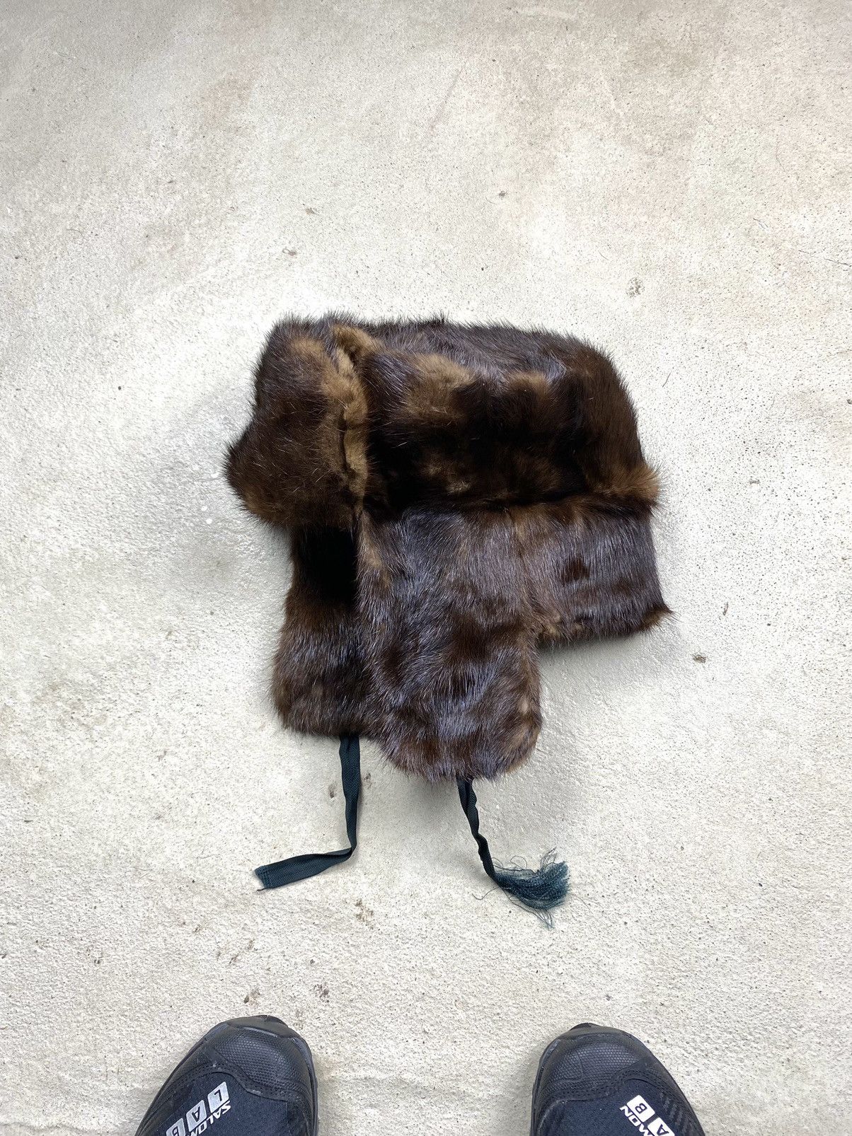 Vintage Vintage Soviet Era Black Fur Ushanka Trapper Hat Winter Cap Size ONE SIZE - 6 Thumbnail