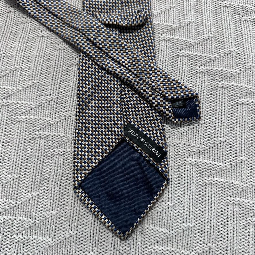Bergdorf Goodman Bergdorf Goodman navy and bronze gingham silk tie Size ONE SIZE - 4 Thumbnail