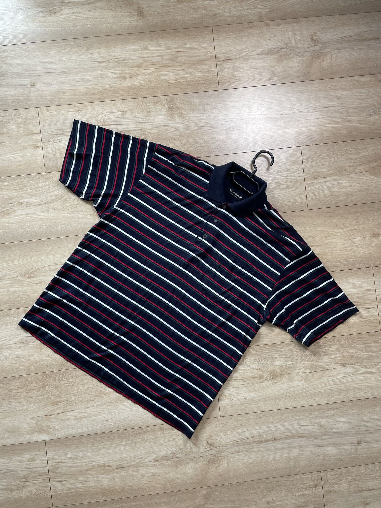 Yves Saint Laurent VINTAGE YSL YVES SAINT LAURENT STRIPED POLO Size US XL / EU 56 / 4 - 1 Thumbnail