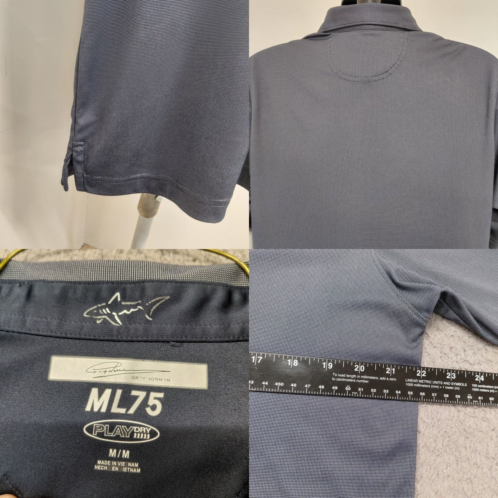 Vintage Greg Norman ML 75 Play Dry Polo Shirt Men's Medium Gray Short Sleeve Golf Polo Shirts, Breathable, Moisture Wicking, Embroidered Logo Mens Golf Shirt Size US M / EU 48-50 / 2 - 8 Thumbnail