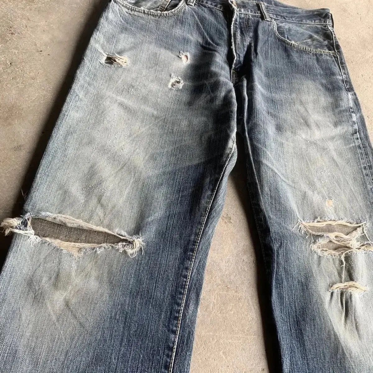 Vintage THRASHED‼️Vintage Edwin 505 Jeans Distressed Denim Pants Size US 36 / EU 52 - 8 Thumbnail