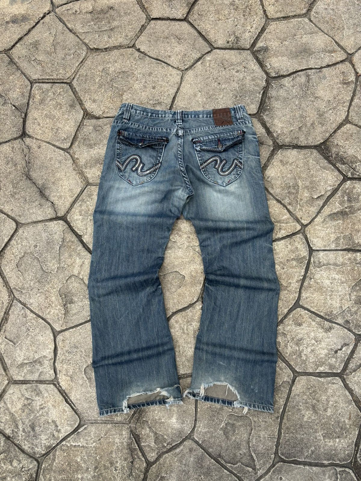 Marc Ecko × Vintage Crazy Y2K Marc Ecko Affliction Style Embroidered Rave Jeans Size US 34 / EU 50 - 1 Thumbnail