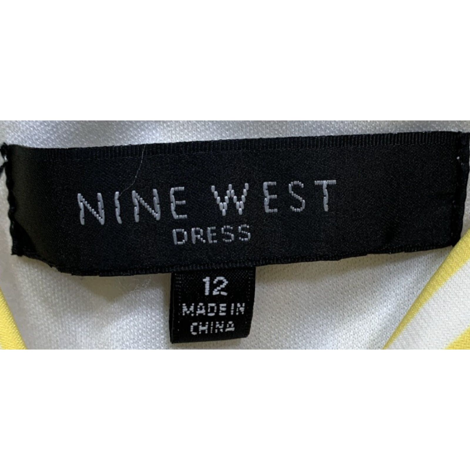 Nine West Nine West Women's Dress Size 12 Yellow White Stripe Fit & Flare Lined Top Zipper Dress Size XL / US 12-14 / IT 48-50 - 7 Thumbnail