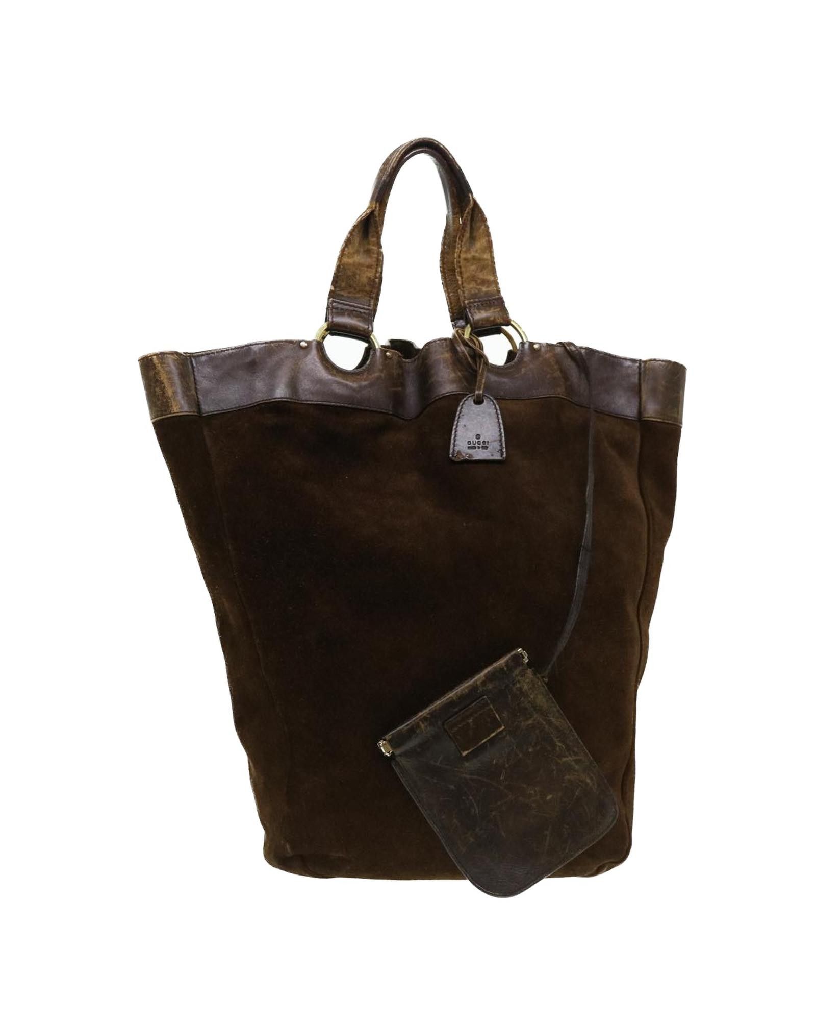 image of Gucci Suede Hand Bag - Brown 95374, Women's