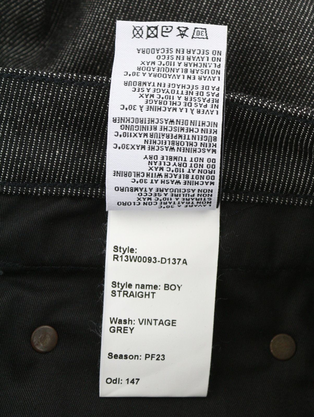 R13 BOY STRAIGHT 27 Vintage Grey Zip Fly Dark Denim 85810 Size 27" / US 4 / IT 40 - 8 Thumbnail