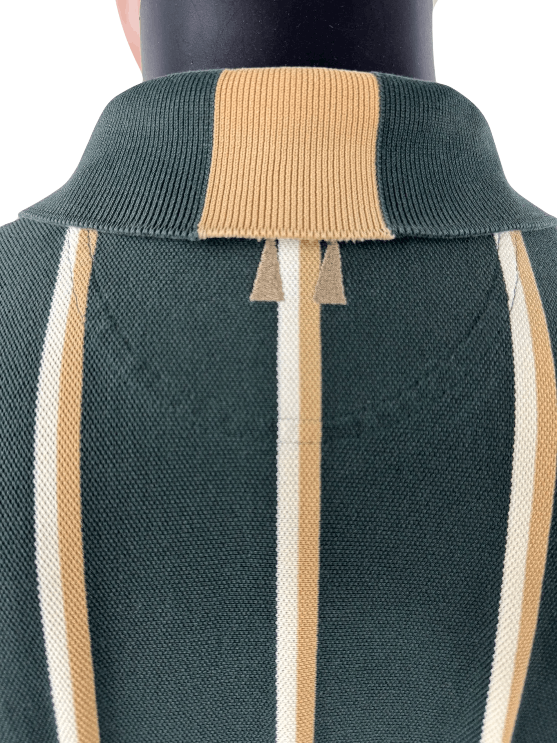 Greg Norman VTG Greg Norman Striped Polo Shirt Green White Tan Golf Polo Size US M / EU 48-50 / 2 - 7 Thumbnail
