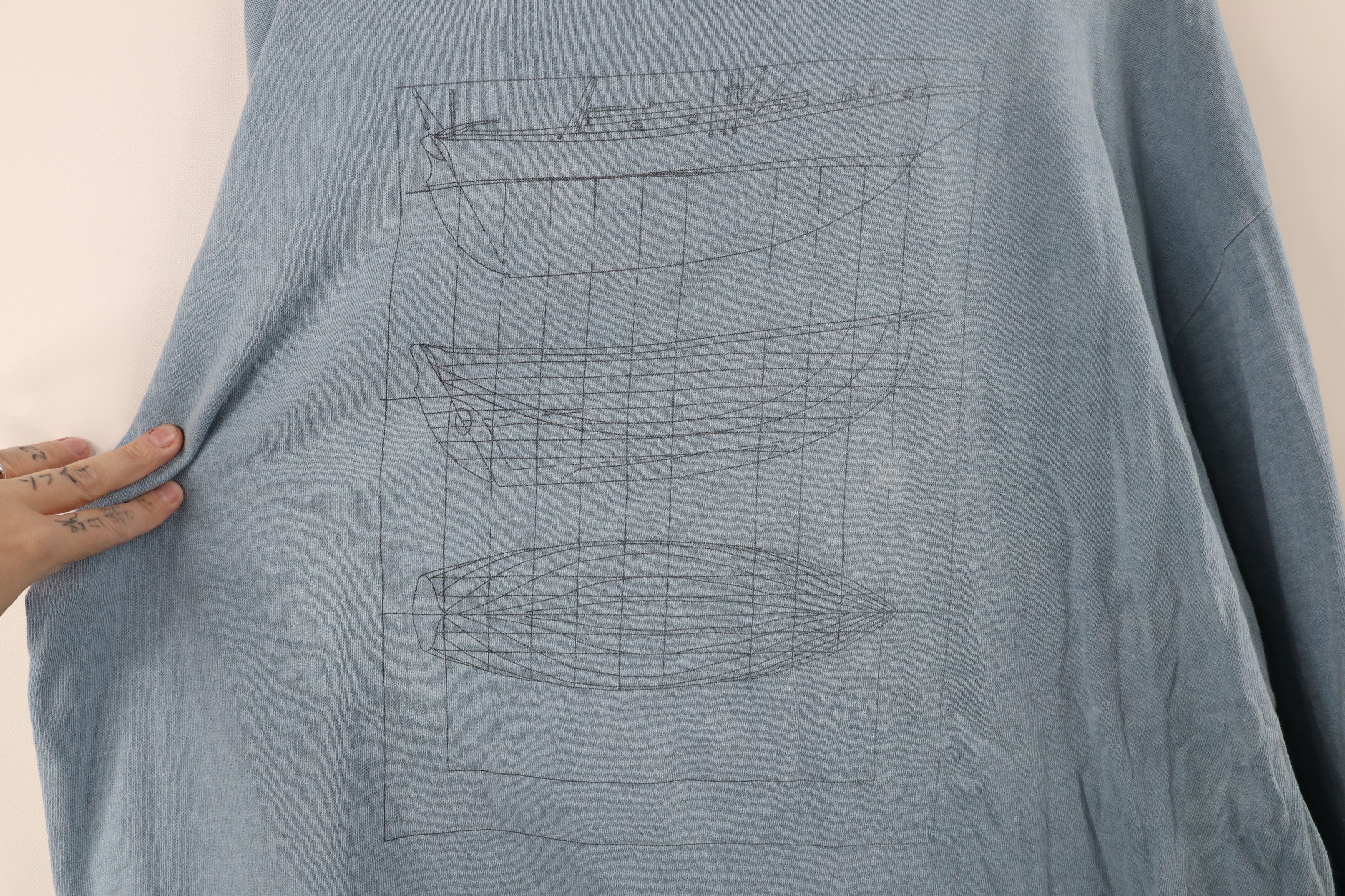 Vintage Vintage Y2K Pigment Dye Long Sleeve T-Shirt Blue Cotton Size US L / EU 52-54 / 3 - 9 Thumbnail