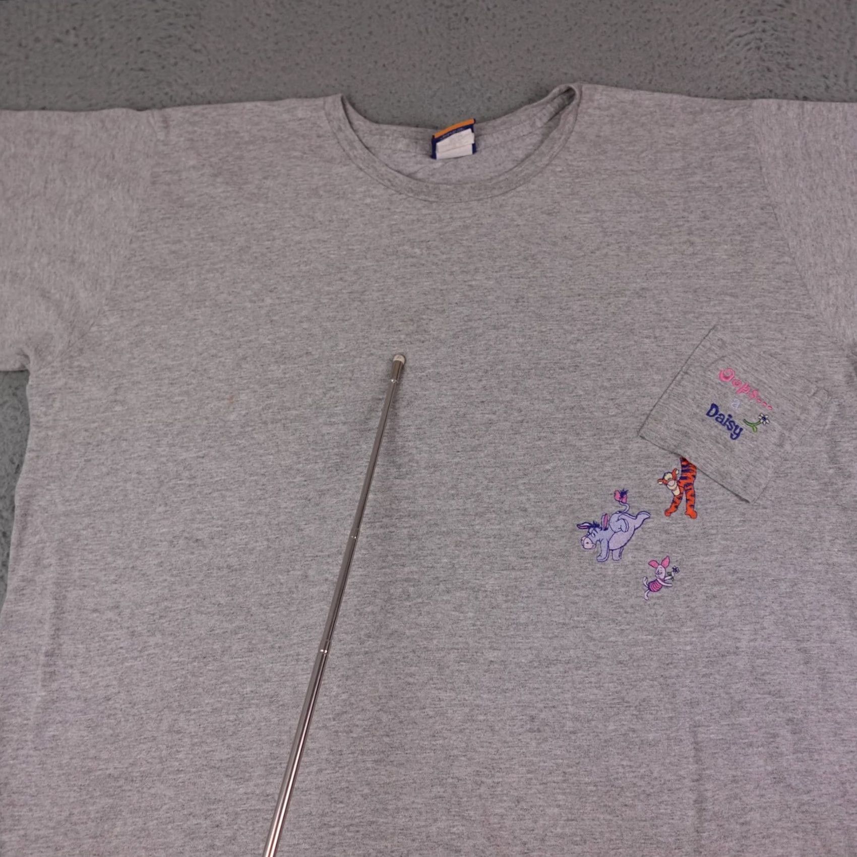 Disney Disney Shirt Womens 22W / 24W Gray Winnie The Pooh Down Pocket Short Sleeve Shirt Size 3XL / US 20-22 - 6 Thumbnail