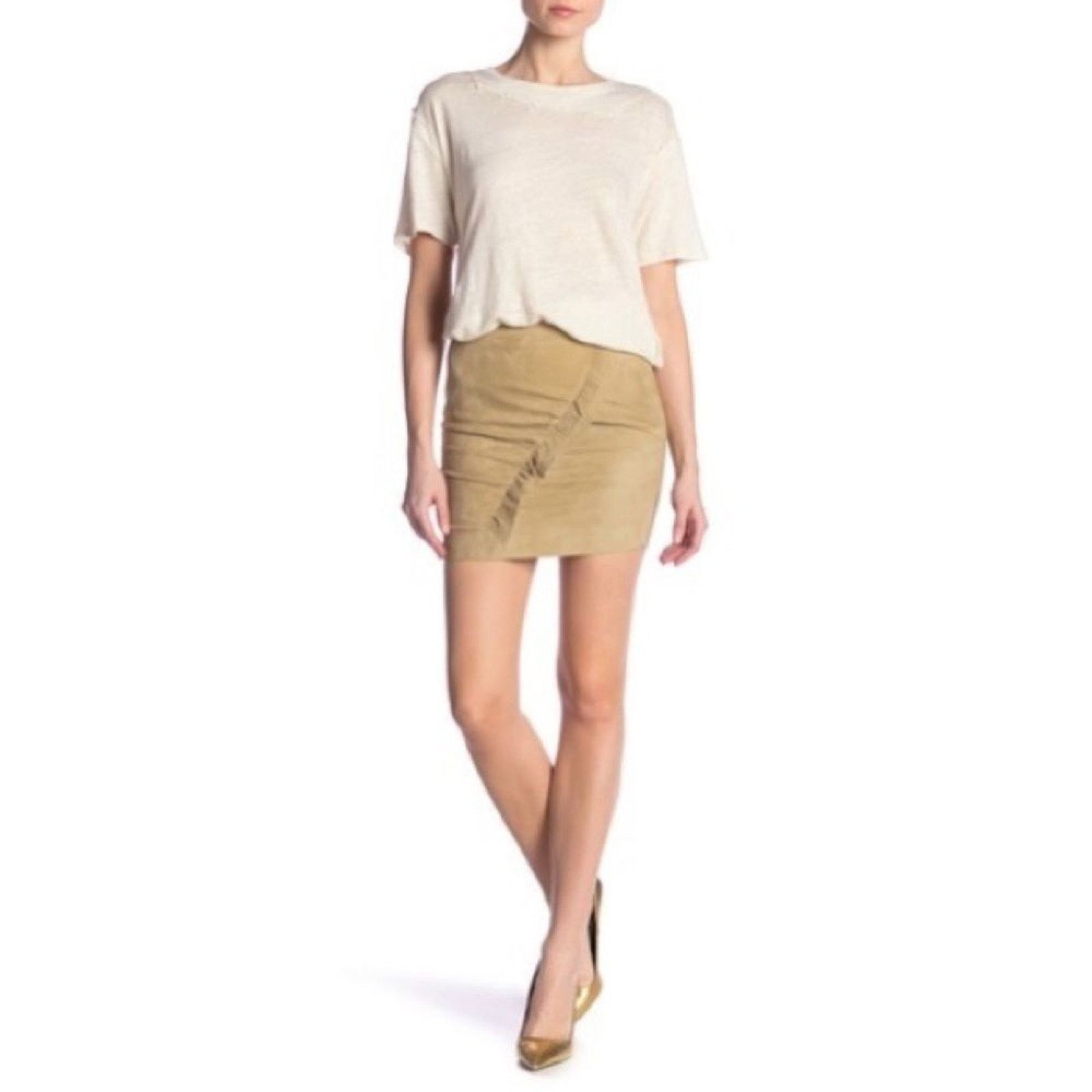 Iro IRO Paris Cerry Front Ruffle Mini Skirt NWT Khaki Sz 34 US 2 Size 27" / US 4 / IT 40 - 12 Thumbnail