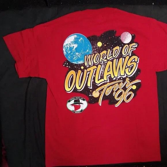 Vintage Vintage World Of Outlaws Tour 96 Race Sprint Car T-Shirt Size US L / EU 52-54 / 3 - 6 Thumbnail
