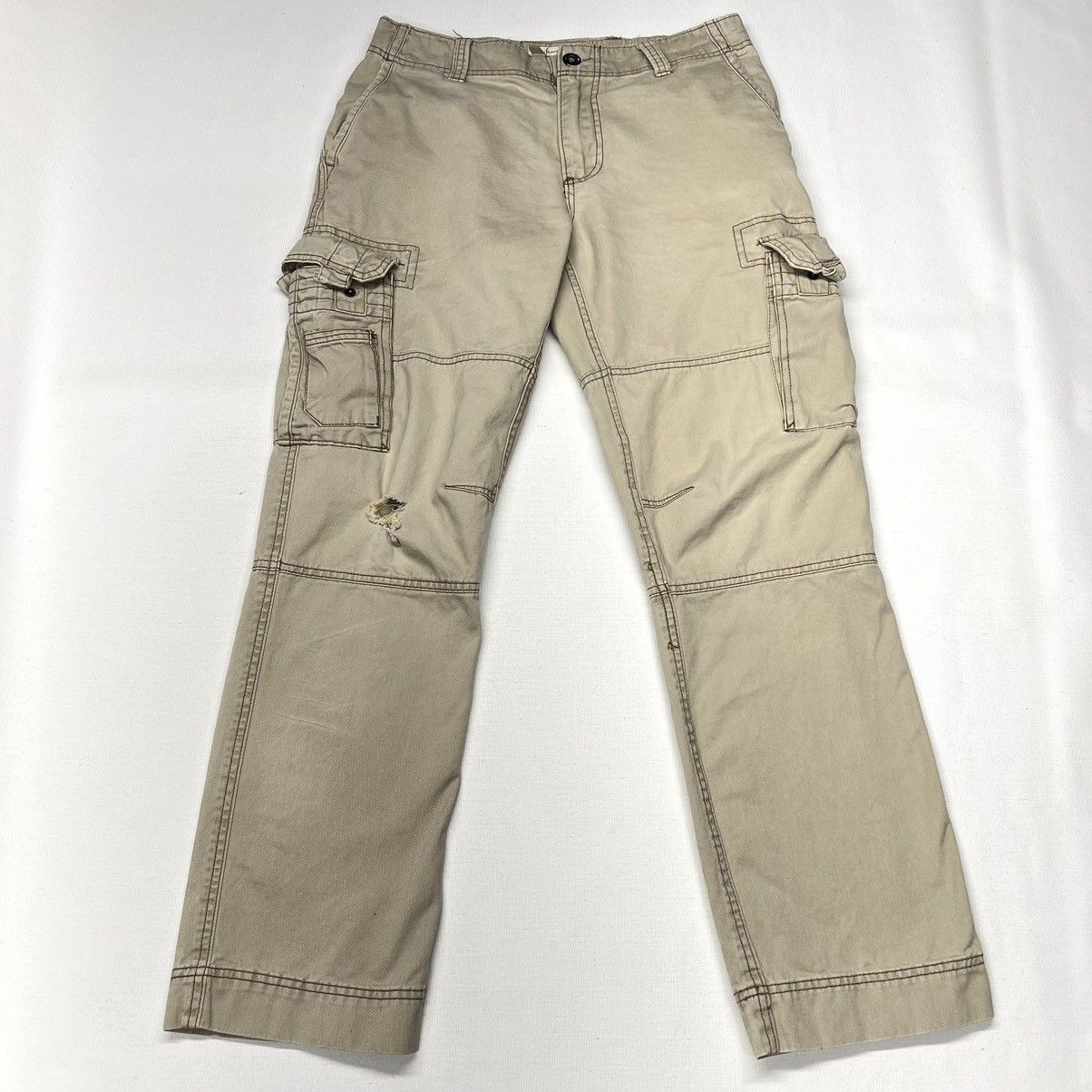Vintage Iron Gear Cargo Pants Khaki Straight Pocket Baggy Workwear Size US 31 - 1 Thumbnail