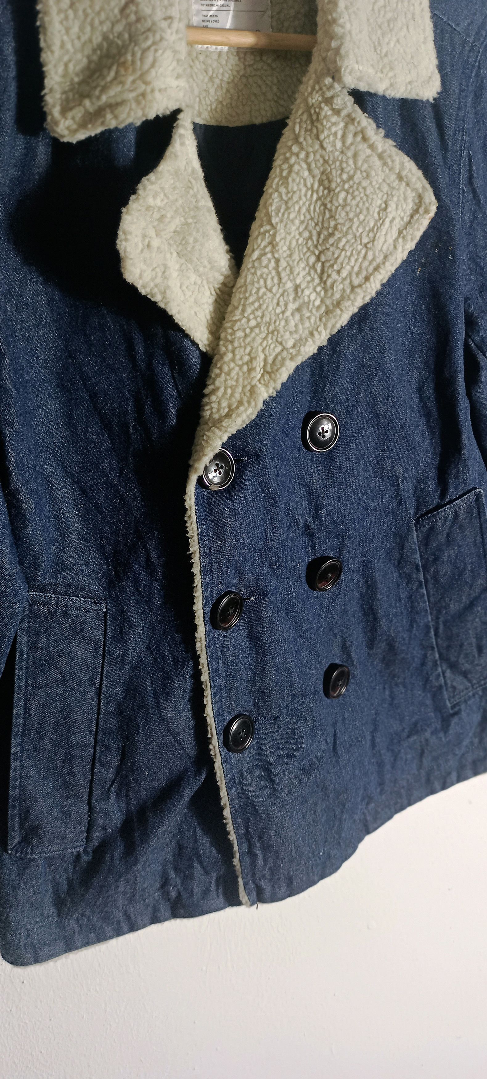 Japanese Brand Vintage🇯🇵 Browny Denim Sherpa Double Breasted Jacket Size US M / EU 48-50 / 2 - 9 Thumbnail