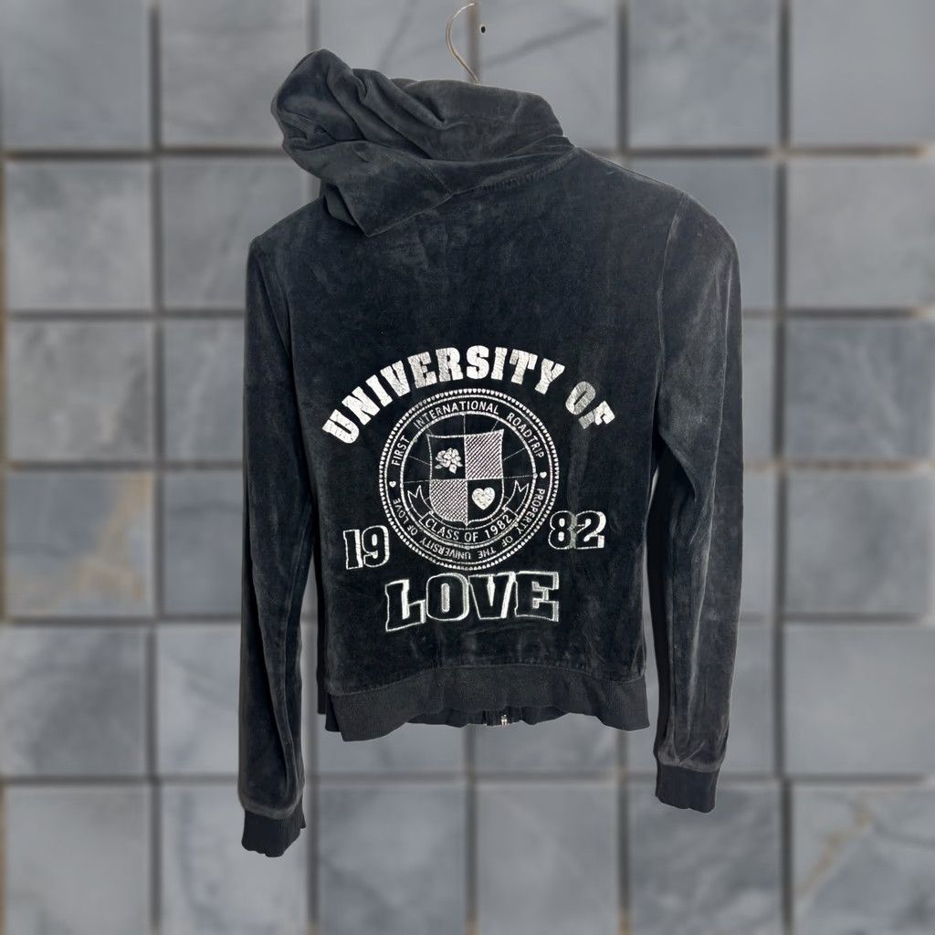 Victoria's Secret Victoria's Secret VTG Velour Hoodie - Black, S - Full Zip, Hooded, Pockets, Logo, Zip - Love Theme, Vintage Ladies Hoodie XS? Size S / US 4 / IT 40 - 1 Thumbnail