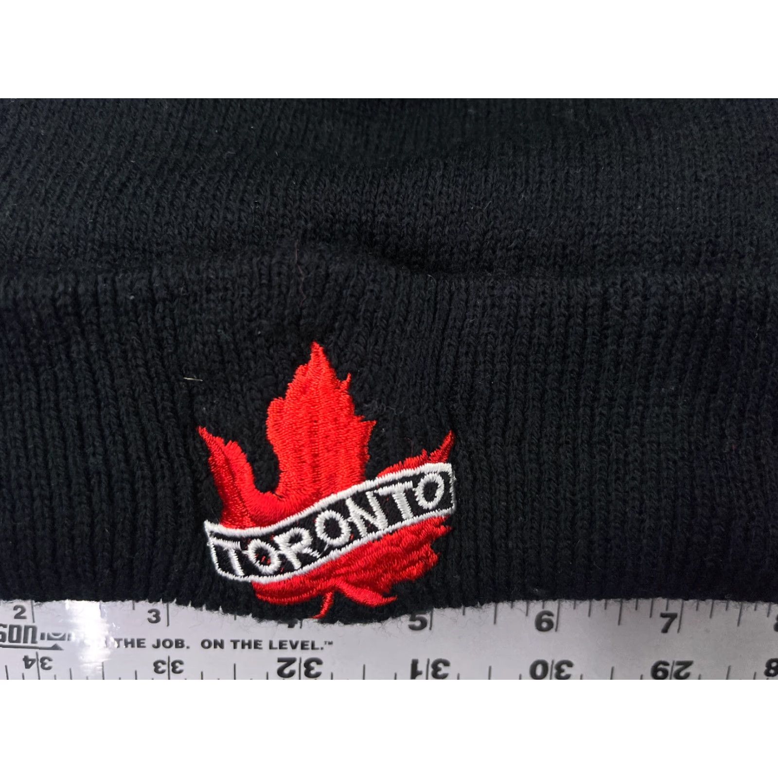 Vintage Embroidered Maple Leaf Toronto Beanie Adult One Size Black Knit Ski Mens Size ONE SIZE - 2 Thumbnail