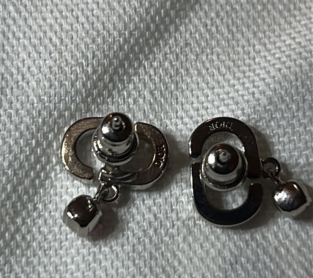 Dior Dior PETIT CD STUD EARRING Palladium-Finish Pink Crystals Size ONE SIZE - 7 Thumbnail