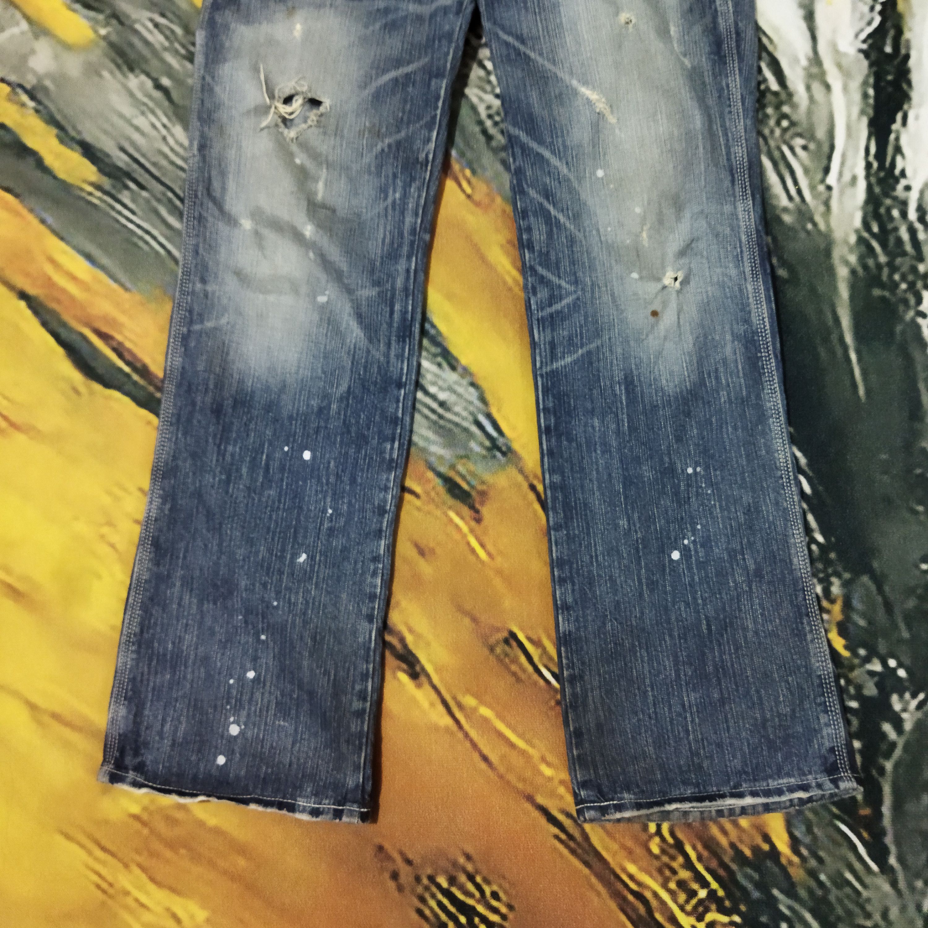 Edwin VINTAGE EDWIN DESTRESSED FADED BLUE JEANS PANTS Size US 33 - 3 Thumbnail