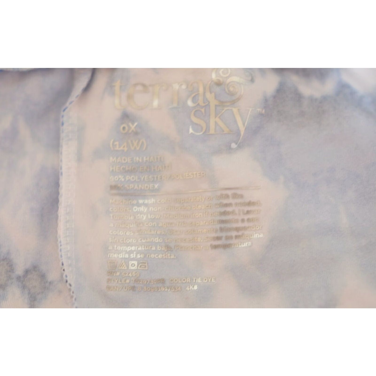 Vintage NWOT Terra & Sky Capri Leggings Tie Dye Blue/White Women's 0X #p95-227 Size 40" / US 18 - 7 Thumbnail