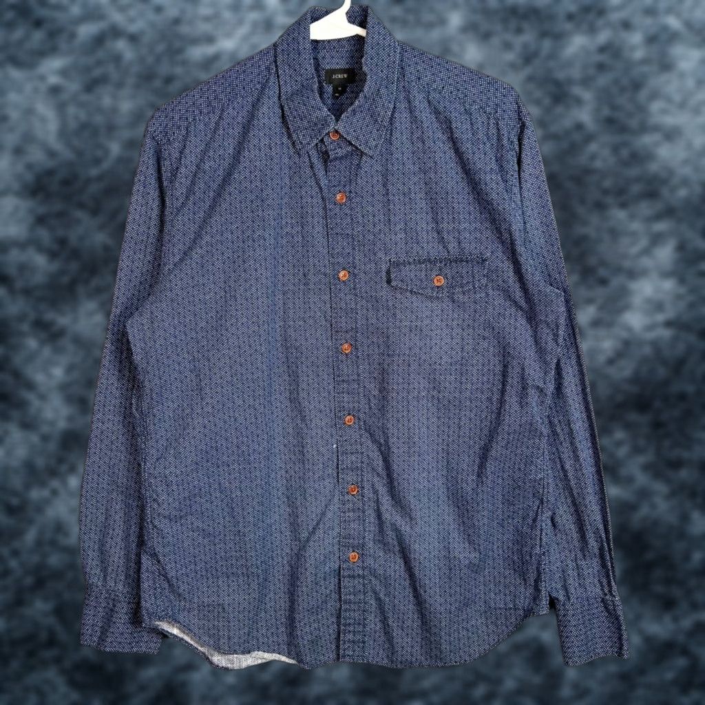 J.Crew J.CREW Mens Shirt Button-Up Long Sleeve Blue 100% Cotton M Adult Medium Casual Classic Pockets Size US M / EU 48-50 / 2 - 1 Thumbnail