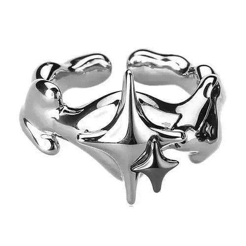 Other 2pcs Stars Irregular Punk Ring Size ONE SIZE - 2 Thumbnail