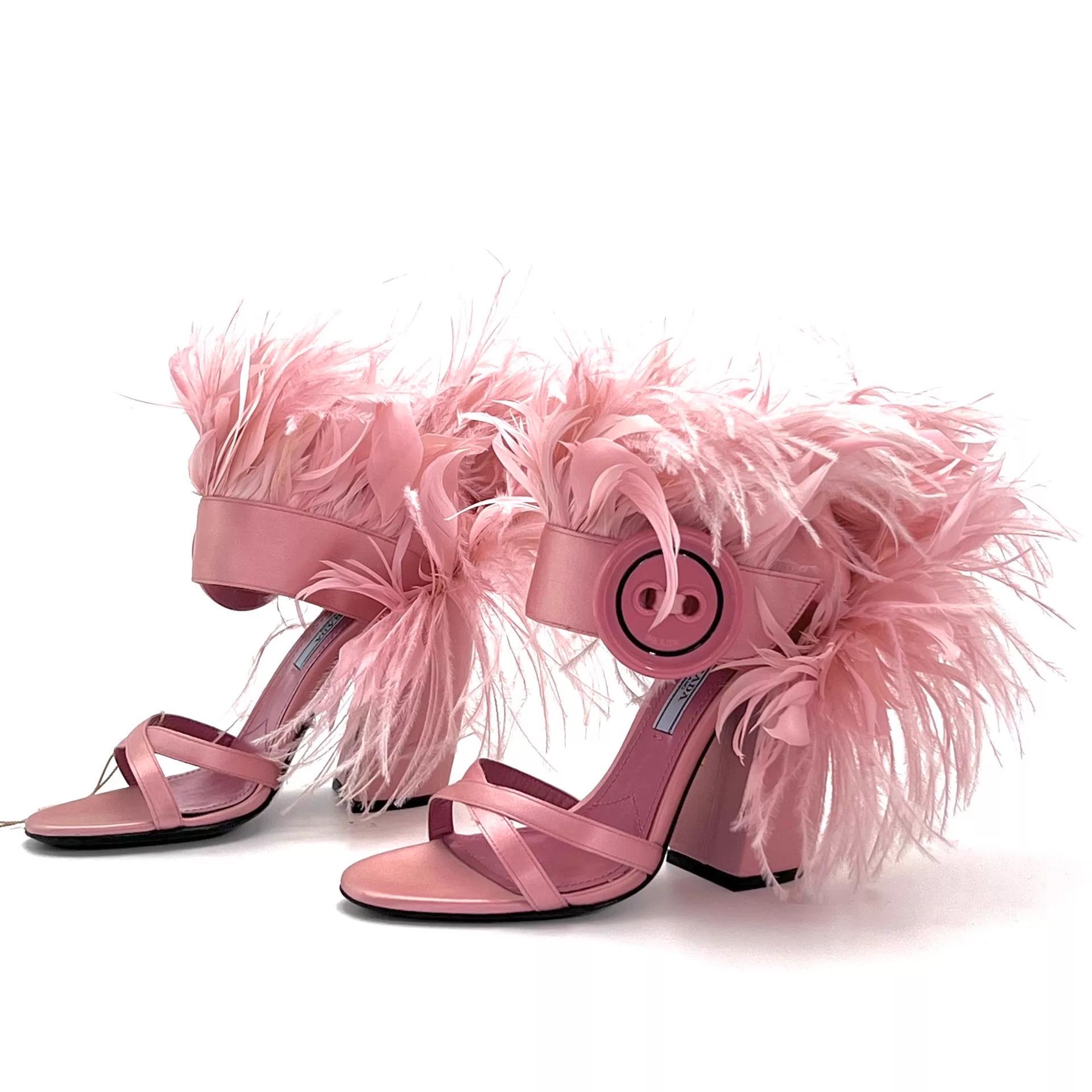 Prada PRADA Runway Feather Pink Block Heel Size 35 Size US 4.5 / IT 34.5 - 1 Thumbnail