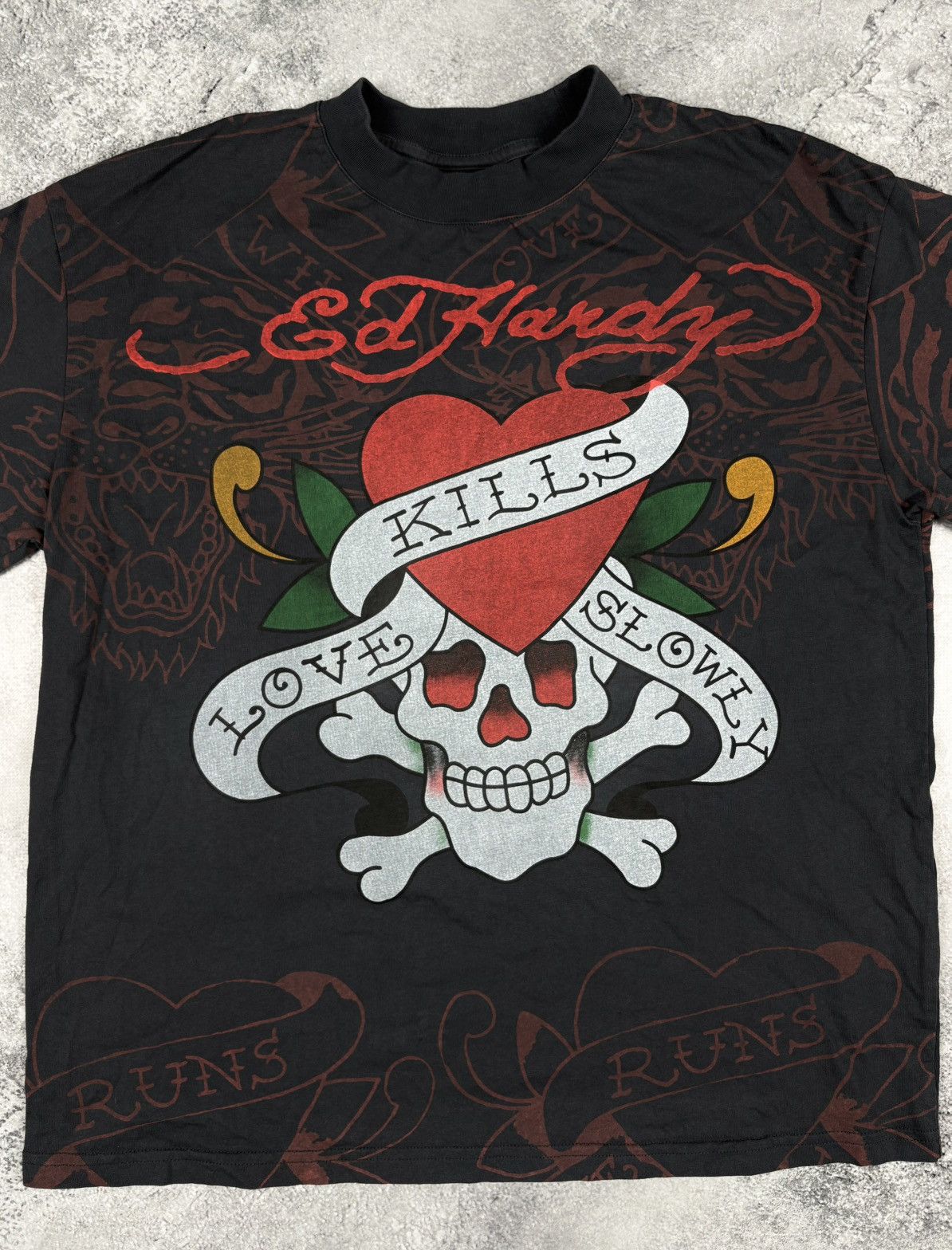 Ed Hardy × Vintage Y2K VTG Ed Hardy Tattoo Shirt Size S Christian Audigier Size S / US 4 / IT 40 - 2 Thumbnail
