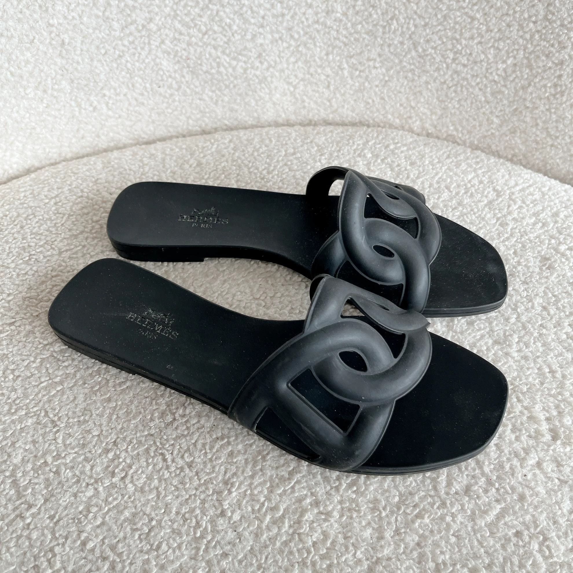 Hermes Hermes Oran Slipper Black 36 Size US 5.5 / IT 35.5 - 3 Thumbnail