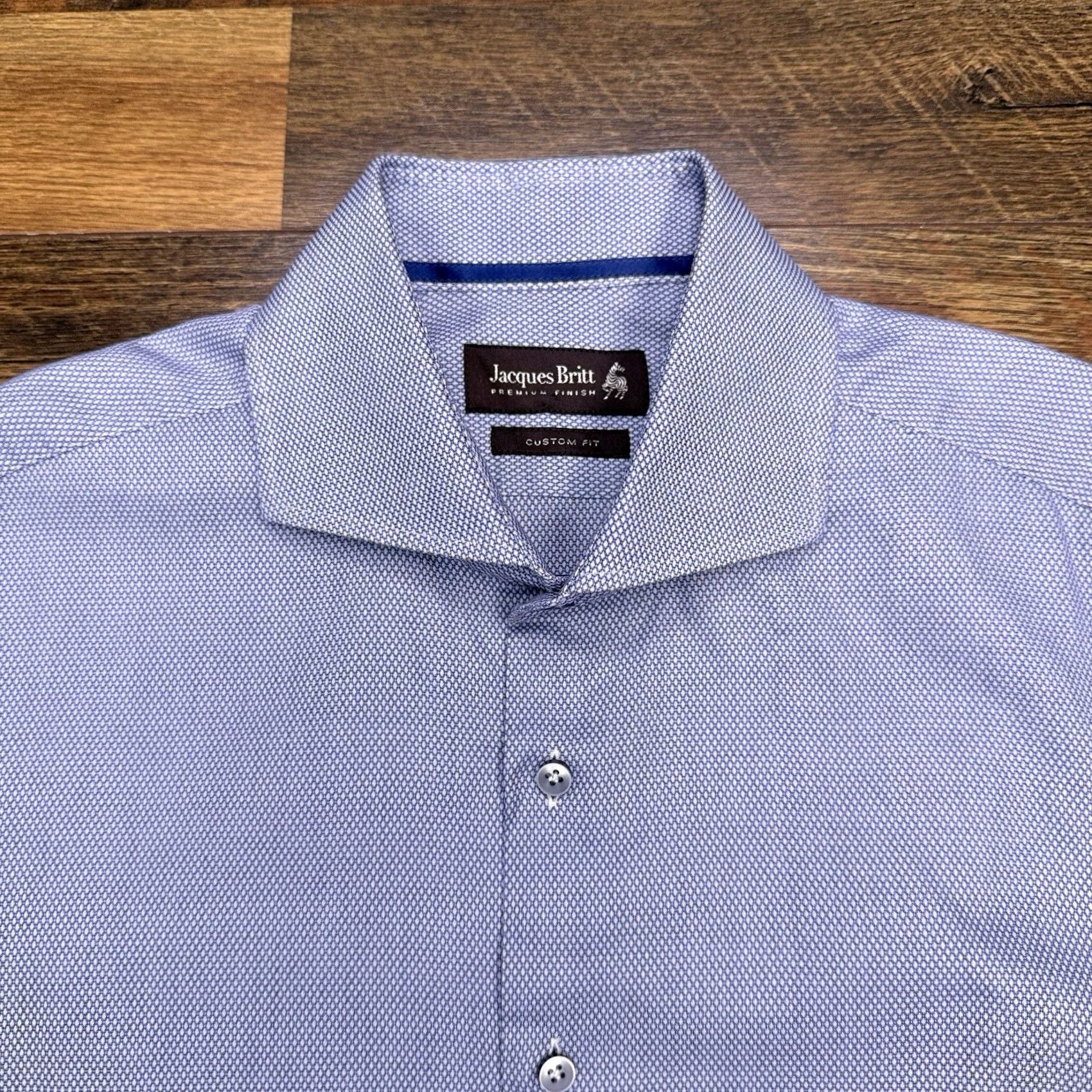 Vintage Jacques Britt Shirt Mens M 15.75 40 Blue Button-Up Geometric Long Sleeve Collared Slim Regular Workwear Formal Designer Shirt Size US M / EU 48-50 / 2 - 2 Thumbnail