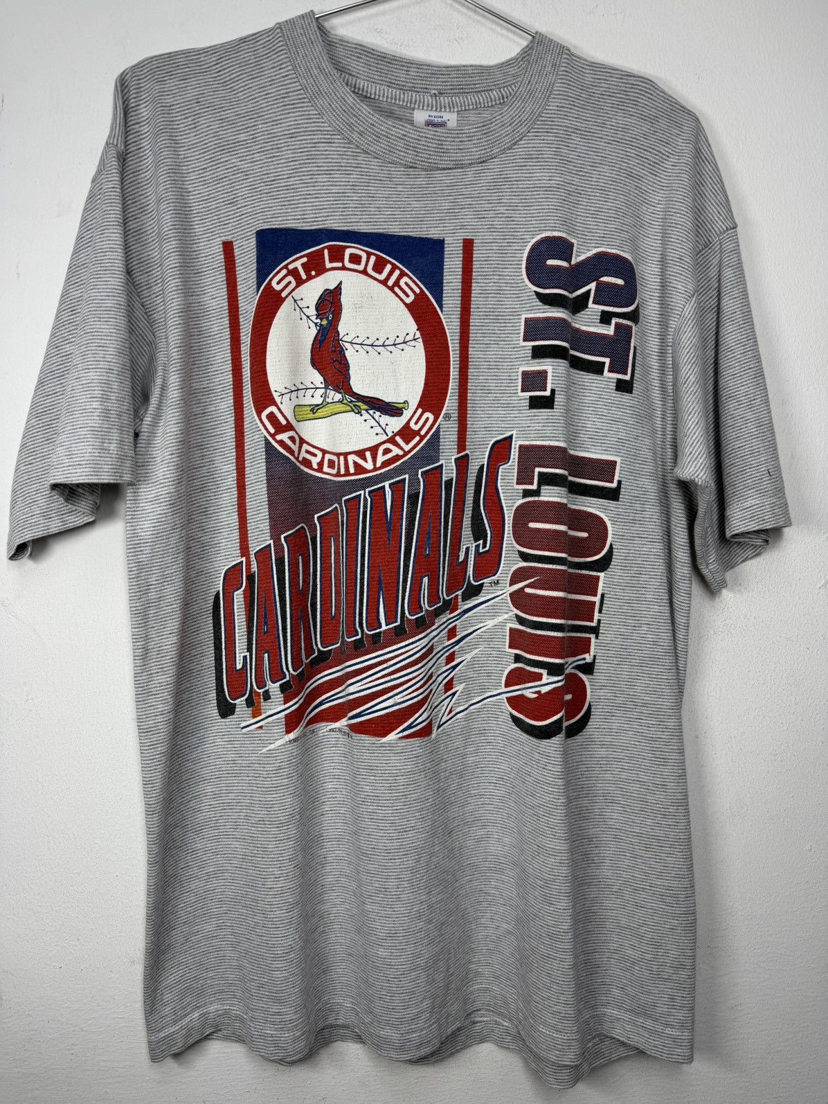 Logo 7 VINTAGE 1993 St Louis Cardinals Pinstripe TShirt Logo 7 Tag Size US L / EU 52-54 / 3 - 1 Thumbnail