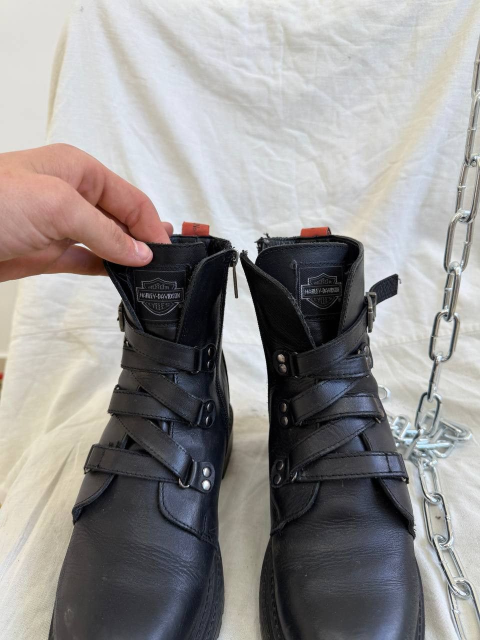 Harley Davidson Vintage 90s Harley-Davidson Ankle-Zip Leather Boots Y2K Size US 6 / EU 39 - 9 Thumbnail