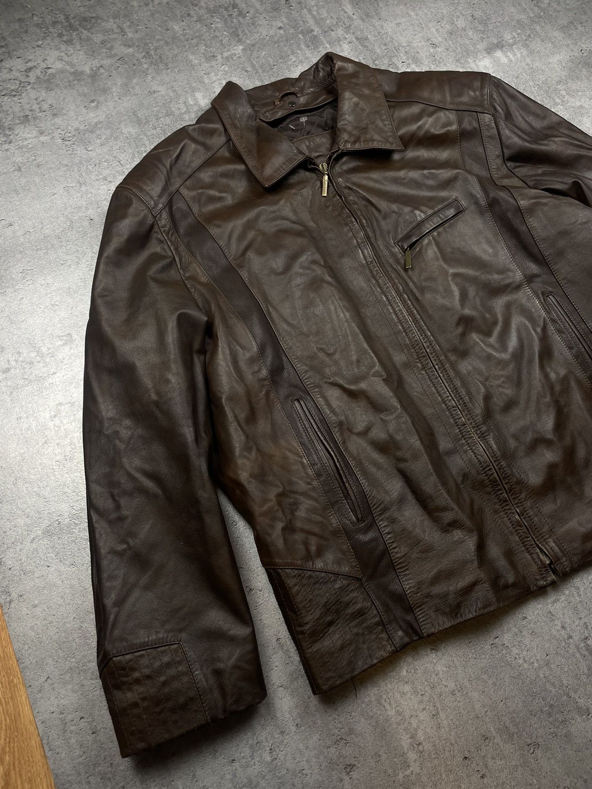 Japanese Brand Leather jacket zip black usa opium baggy boxy usa 90s Size US L / EU 52-54 / 3 - 2 Thumbnail