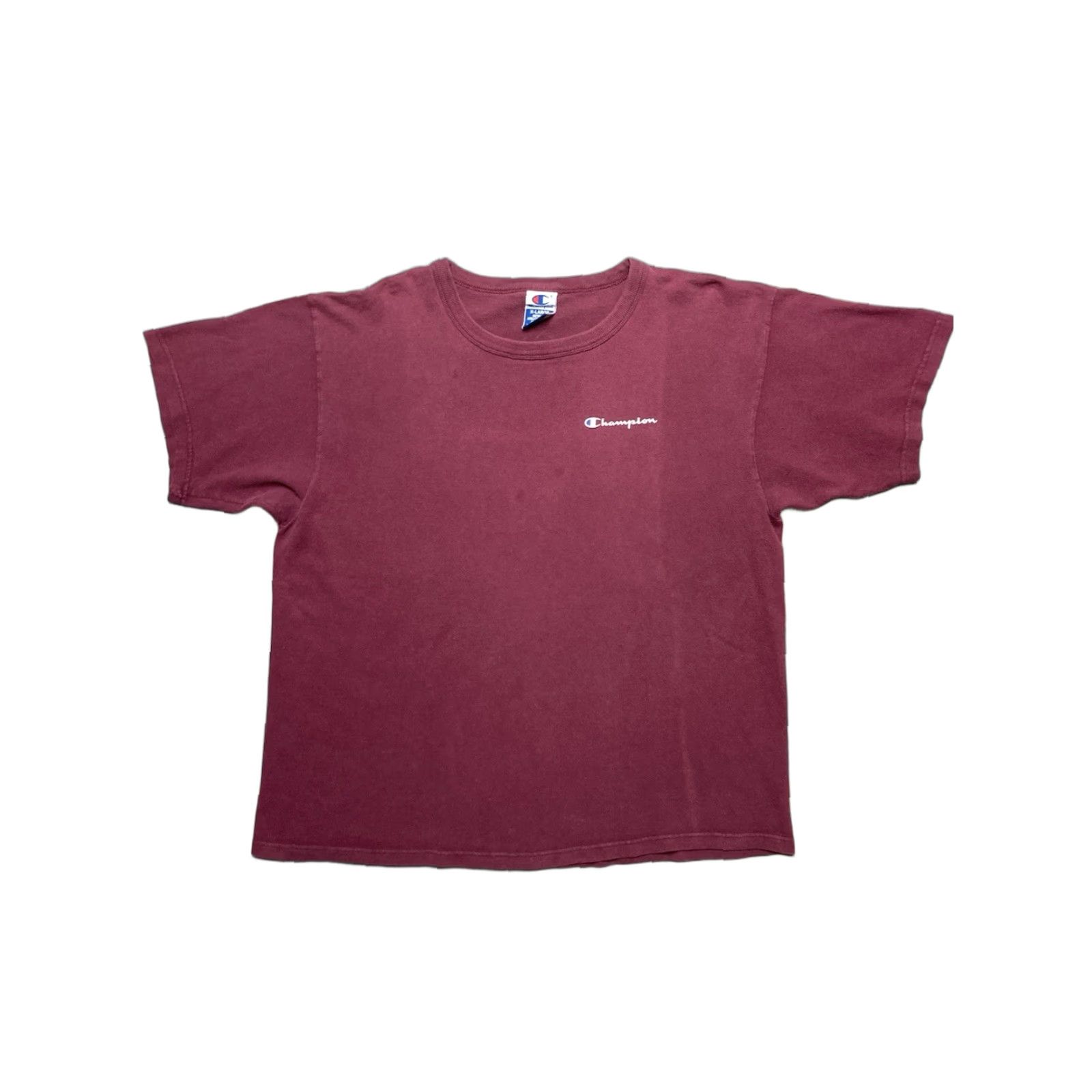 Champion VINTAGE Champion T-Shirt Men XL Cotton 90s Red Maroon Burgundy Spell Out Shirts Size US XL / EU 56 / 4 - 1 Thumbnail