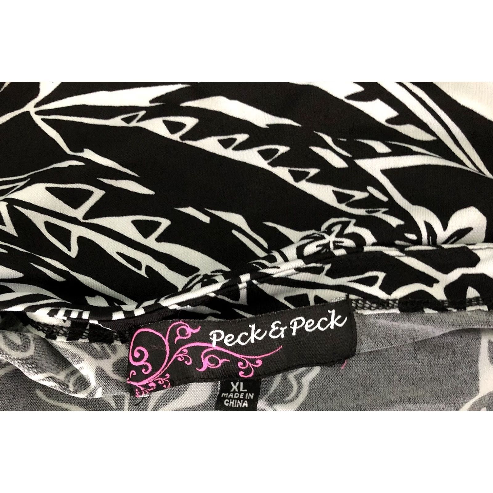 Vintage Vintage Peck & Peck Floral Cap Sleeve Midi Dress XL Black Gray Short Sleeve Scoop Neck Stretch Retro Y2K Dress Women Size XL / US 12-14 / IT 48-50 - 4 Thumbnail