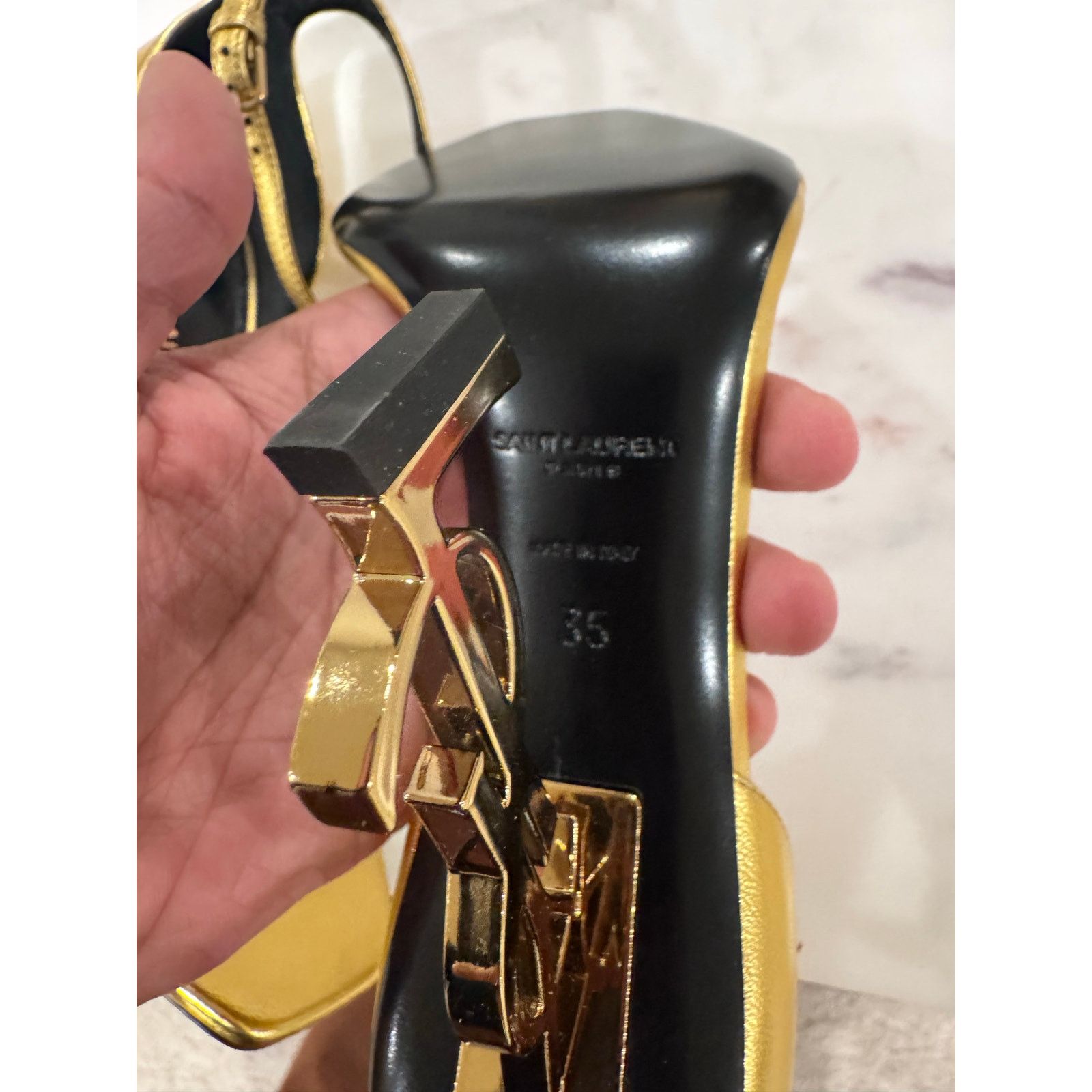 Saint Laurent Paris Saint Laurent Opyum Heels, Gold, EU 35.5, 9/10, MSRP $1500 Size US 5.5 / IT 35.5 - 5 Thumbnail