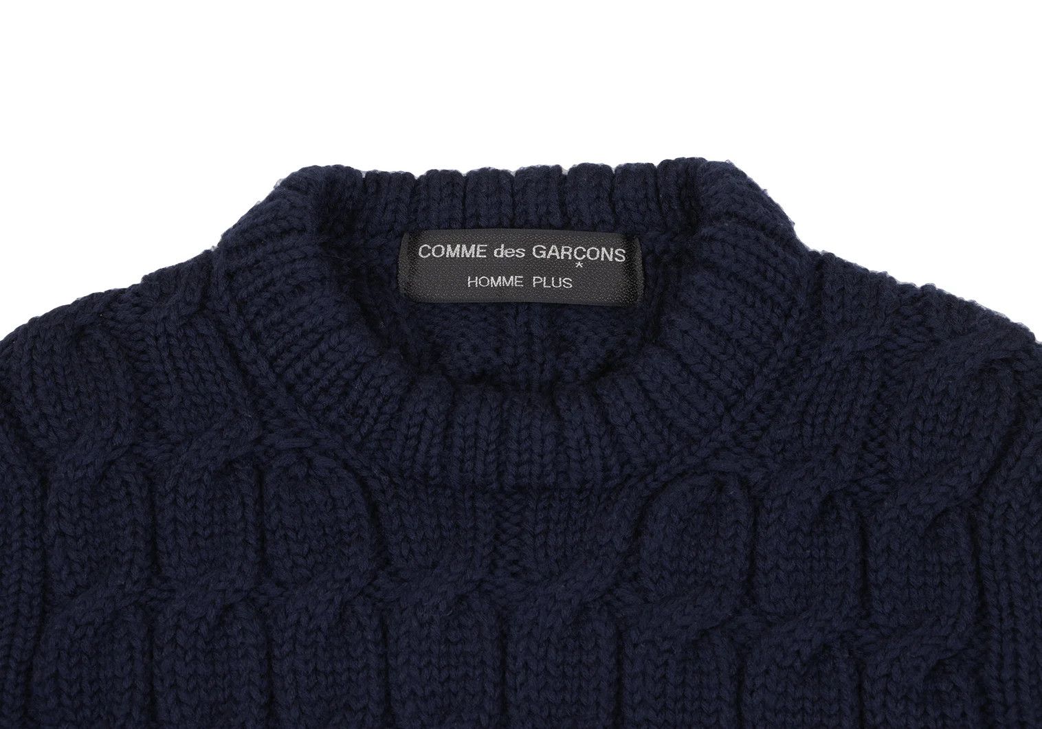 Comme des Garcons Homme Plus Wool Bias Cut Cable Knit Sweater in Navy, Size M Size US M / EU 48-50 / 2 - 3 Thumbnail