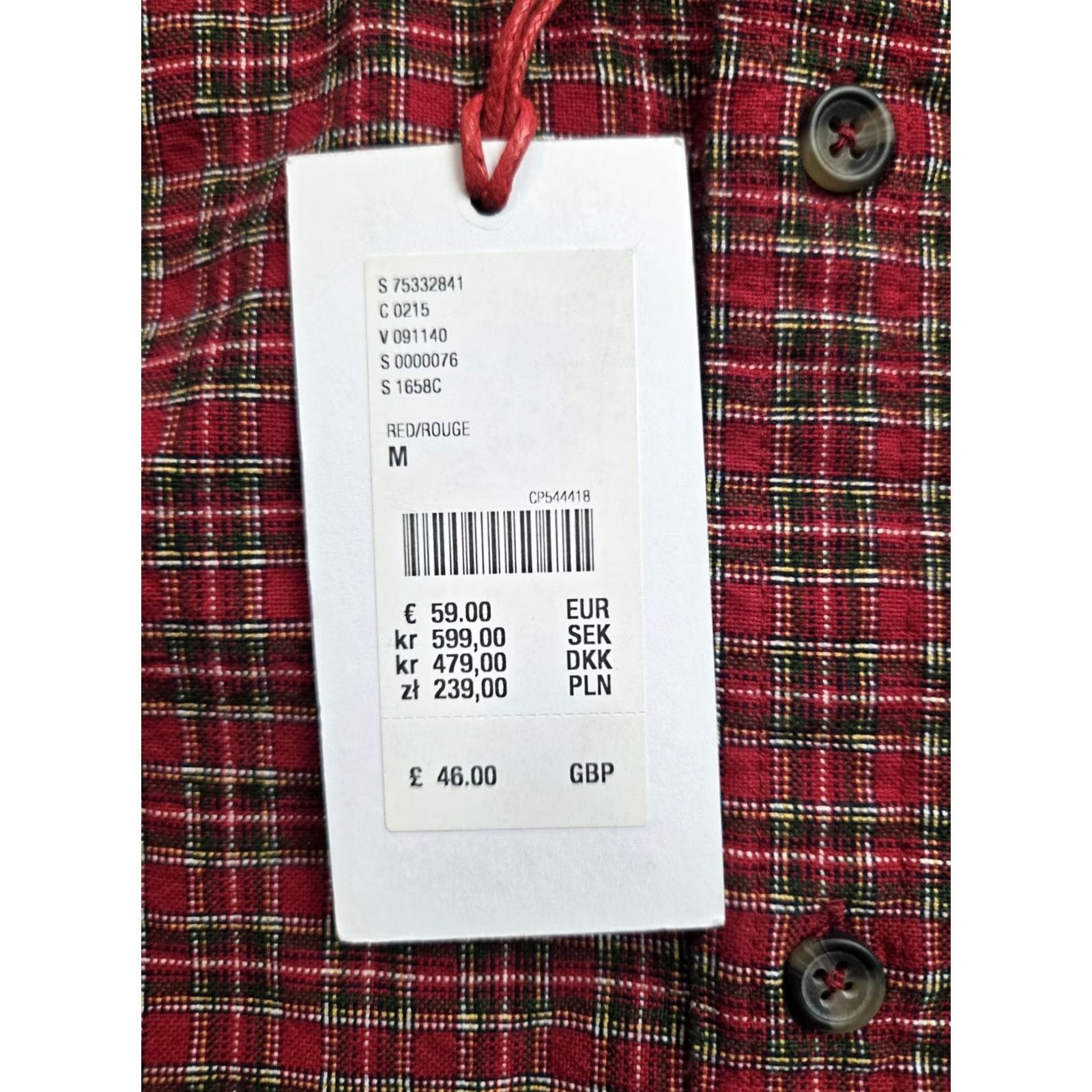 Bdg BDG Shirt Mens Medium Red Heritage Check Oversized Button Up Size US M / EU 48-50 / 2 - 7 Thumbnail