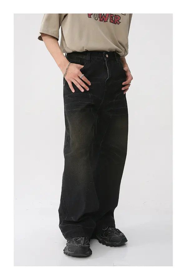 VIBE Black loose straight-leg floor-length retro jeans Size US 30 / EU 46 - 6 Thumbnail