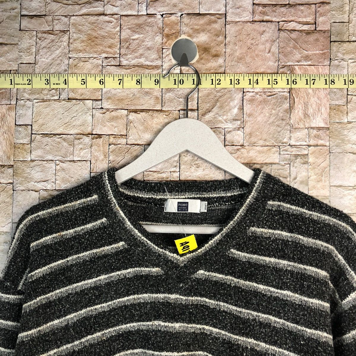Homespun Knitwear × Japanese Brand × OVER THE STRiPES Picaro Dark Blue Stripe vintage Knitwear #A917 Size L / US 10 / IT 46 - 4 Thumbnail
