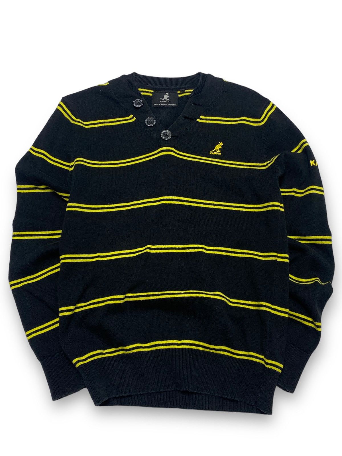 Kangol Vintage KANGOL Black Yellow Striped Sweatshirt Size US S / EU 44-46 / 1 - 1 Thumbnail