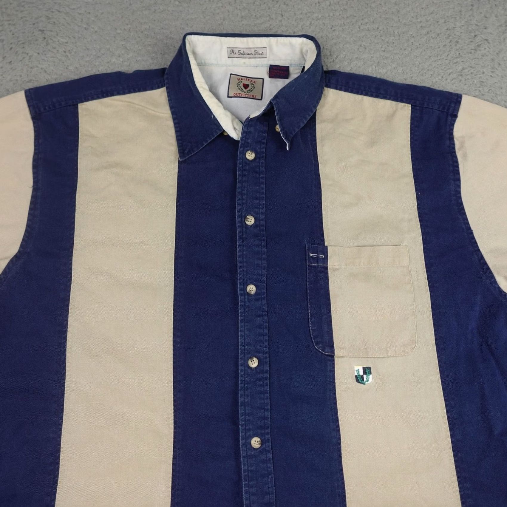 Vintage VINTAGE Halifax Outfitters Shirt Mens XL Blue Striped Button Short Sleeve 90s Size US XL / EU 56 / 4 - 4 Thumbnail