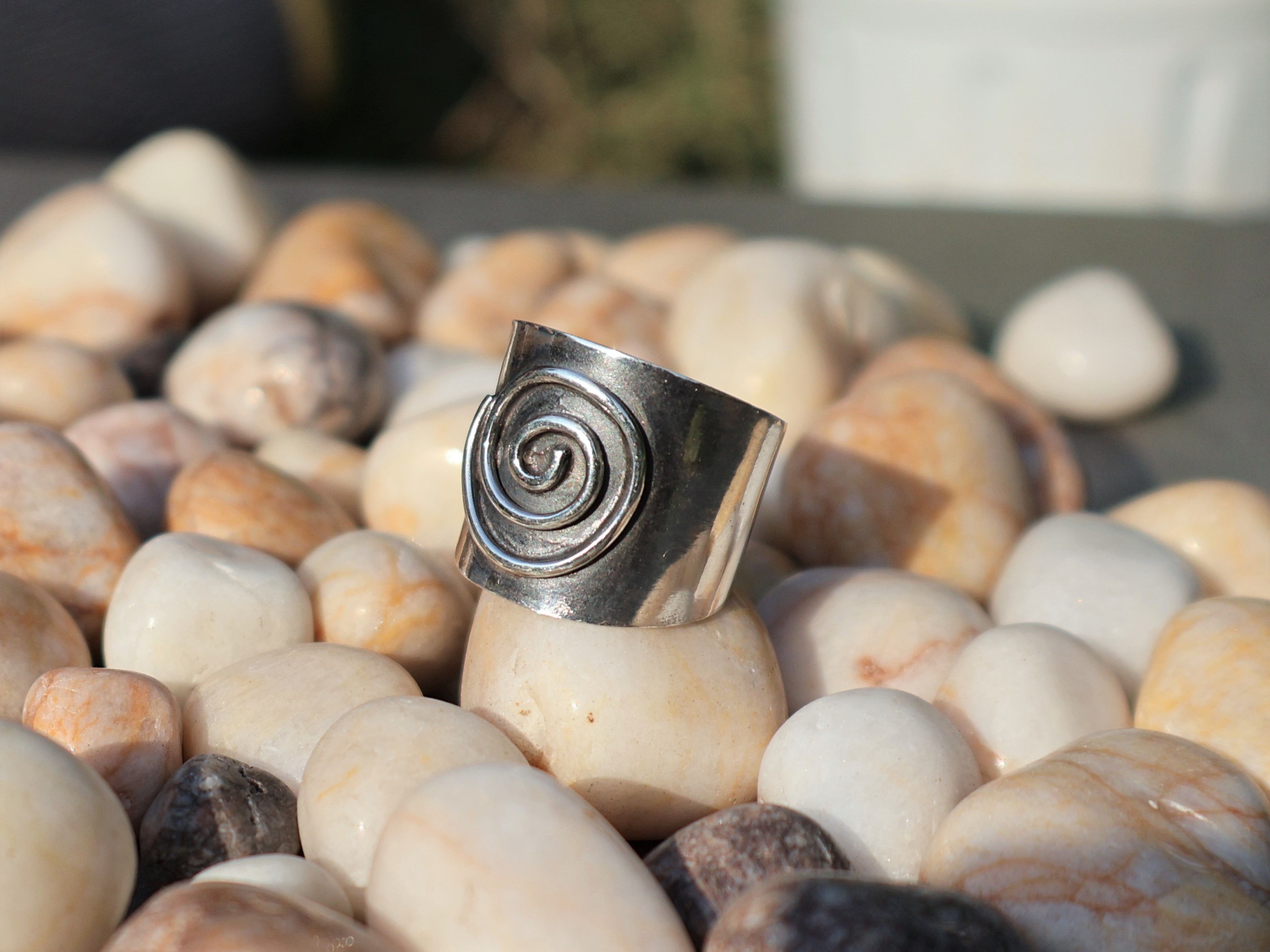 Handmade Spiral Ring, Handmade Sterling Silver Ring, Wide Band Ring Size ONE SIZE - 2 Thumbnail