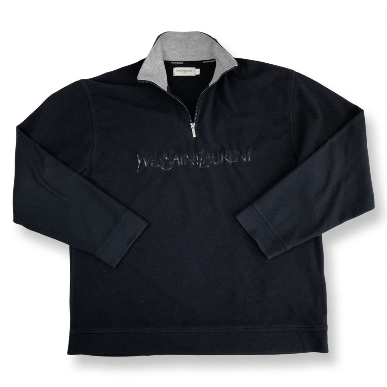 Yves Saint Laurent YSL Fleece Half Zip Yves Saint Laurent Big Logo in Navy Size US XL / EU 56 / 4 - 2 Thumbnail