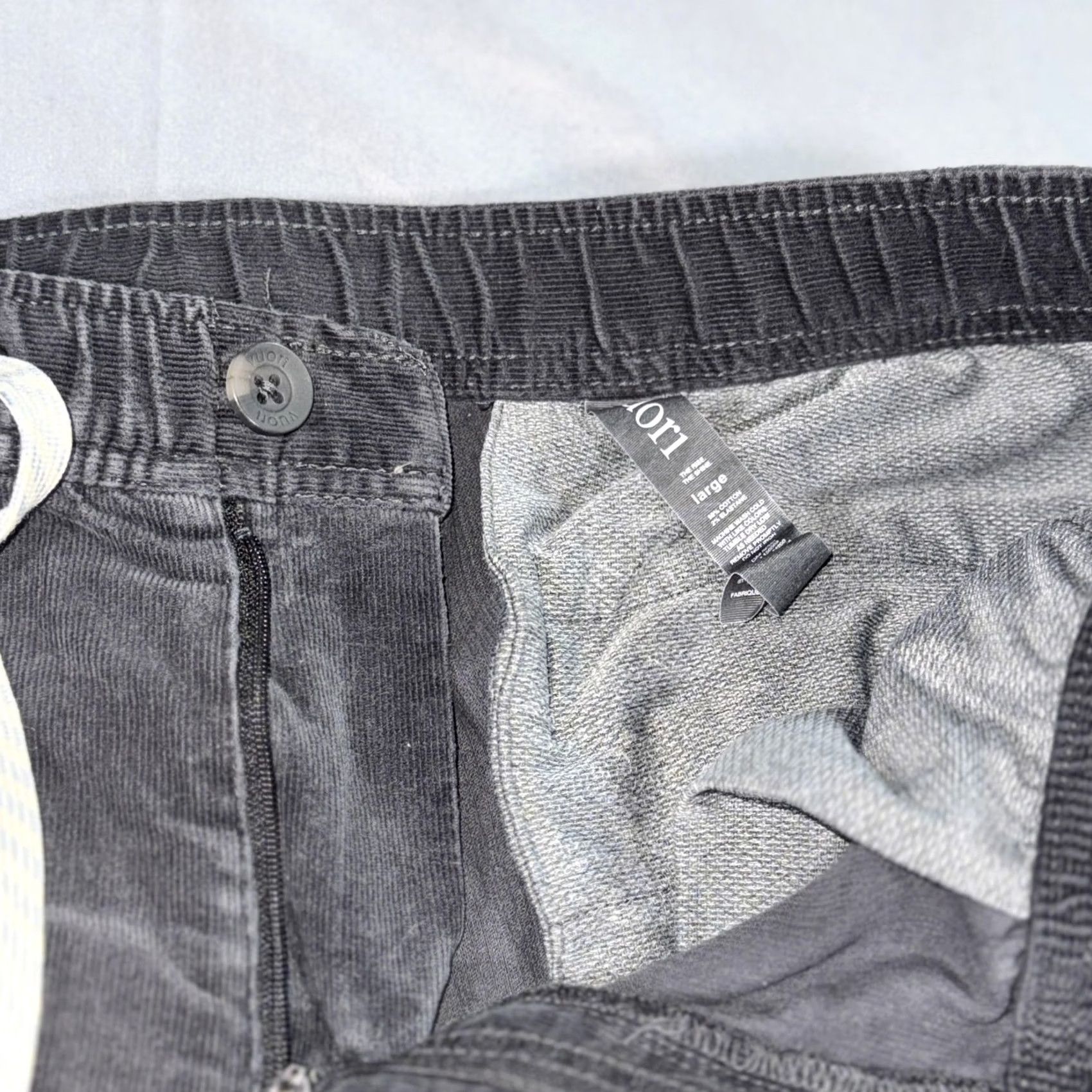 Vuori Vuori Pants Mens Large Gray Corduroy Elastic Waist Drawstring Stretch V440 Size US 33 - 6 Thumbnail