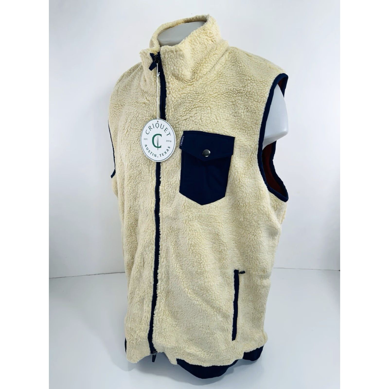 Vintage CRIQUET Austin - NEW w TAG - Fleece High Pile SHERPA Mens XXL Full Zip Vest Shirt Size US XXL / EU 58 / 5 - 3 Thumbnail