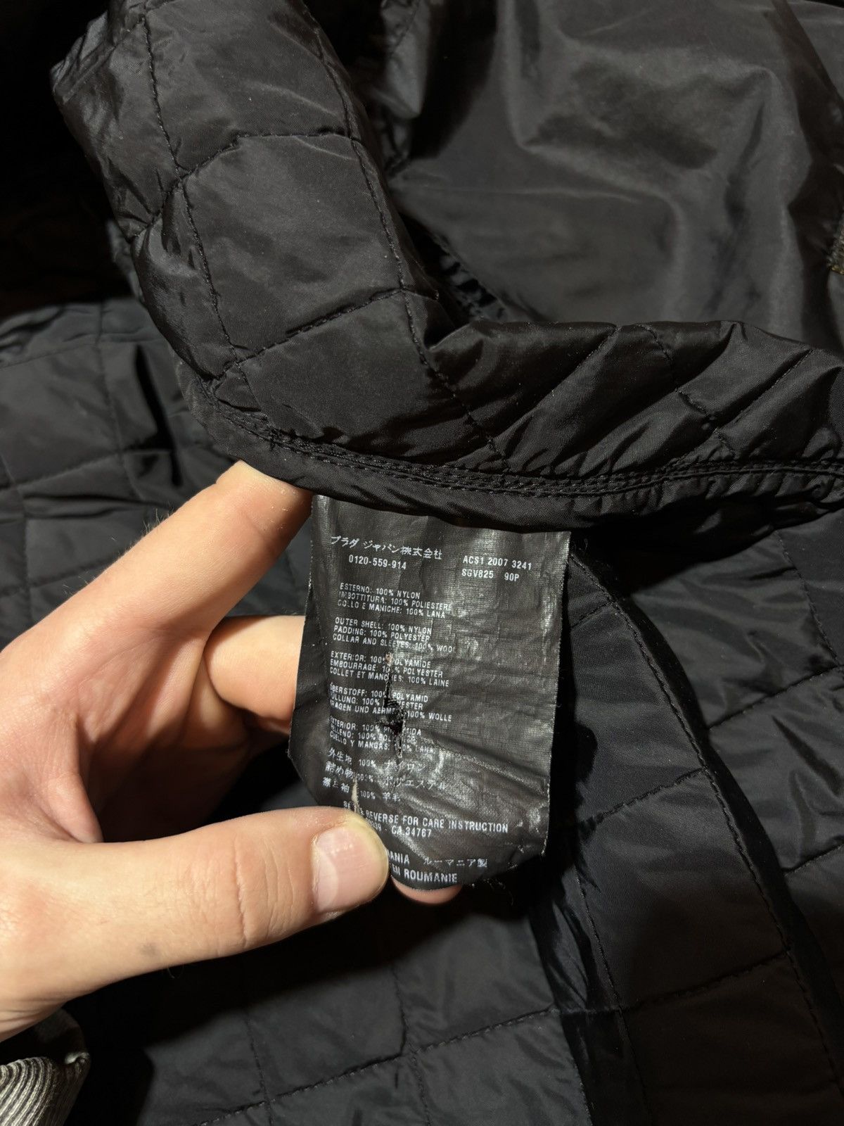 Prada Prada Nylon Jacket Quilted Knit Switching Wool 52 Black Size US XL / EU 56 / 4 - 17 Thumbnail